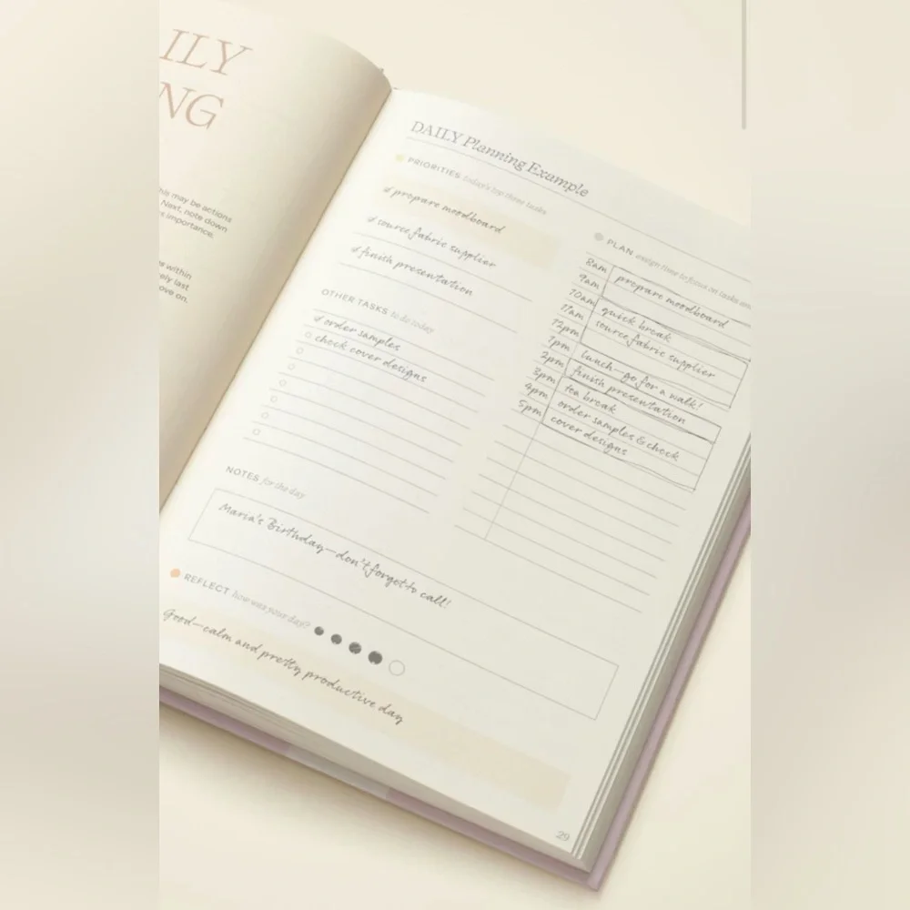 Start Fresh Every Day Hardcover Planner - Blue Text on Cream